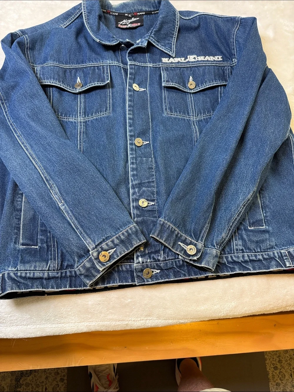 ⭐️Rare Vtg Karl Kani spellout denim jacket SZ XL